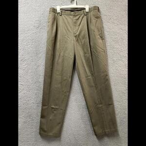 LL Bean Pants Mens 40 36 Khaki Beige Cotton Natural Fit Flat Front Straight Leg